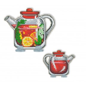 Чайничек с чаем Набор для вышивки крестом фигурки на пластиковой канве VOLOSHKA VPC_045