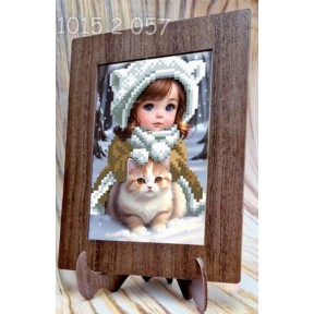 Девочка с котиком Схема с рамкой для вышивки бисером Biser-Art 10152057ба