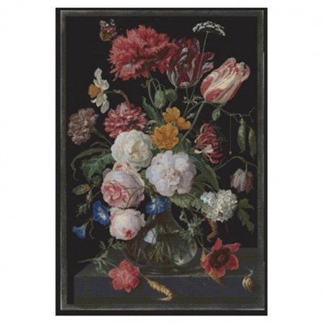 Still Life with Flowers in a glass Vase Black Aida Набор для вышивки крестом Thea Gouverneur gouverneur_785.05