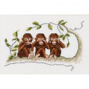 Three Wise Monkeys Linen Набор для вышивки крестом Thea Gouverneur gouverneur_1031