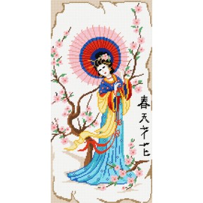 Весна и цветы Набор для вышивания по канве с рисунком Quick Tapestry TS-47