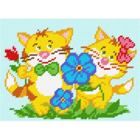 Котяче подружжя Набір для вишивання по канві з малюнком Quick Tapestry TD-20