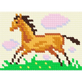 Лошадь на лугу Набор для вышивания с пряжей Bambini X-6118