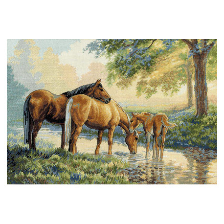 Набір для вишивки хрестиком Dimensions 35174 Horses By A Stream