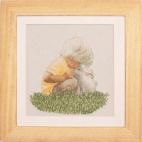 Boy with Rabbit Linen Набор для вышивки крестом Thea Gouverneur gouverneur_590