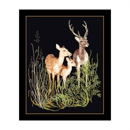 Deer Family Black Aida Набір для вишивання хрестиком Thea Gouverneur gouverneur_938.05