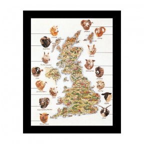 Sheep Map Of Great Britain Linen Набор для вышивки крестом Thea Gouverneur gouverneur_1076