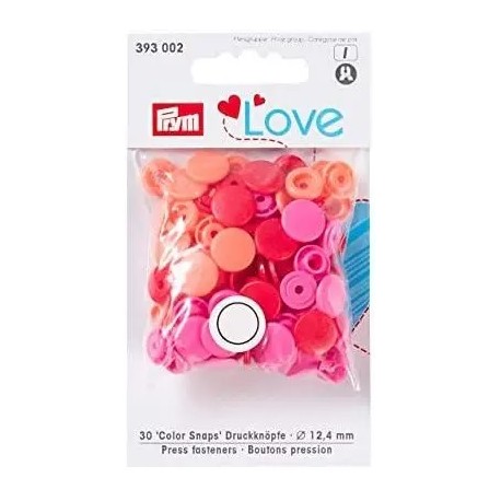 Кнопки Color Snaps Prym Love, красный/розовый/оранжевый., 12 мм, Prym 393002
