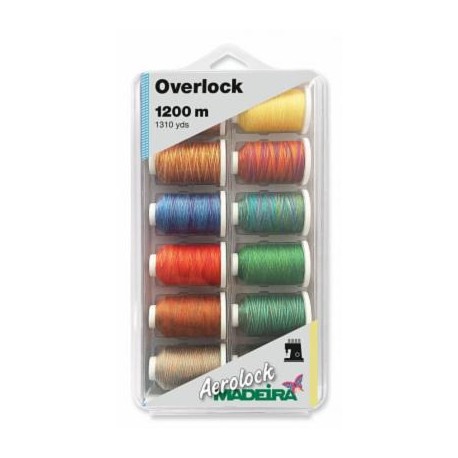 Набор разноцветных армированных нитей Aerolock №125 Blister Box Multicolor (12х1200 м) Madeira 8097
