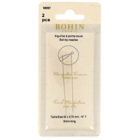 Ball needle 62mm X 0.70mm (2шт.) Набор игл для вышивания с шариком Bohin 98997