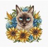 Сіамський кіт серед соняшників Siamese Cat Among Sunflowers Набір для вишивання хрестиком P020