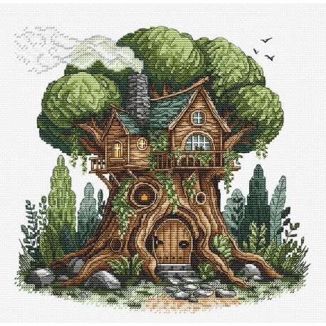 Дом на дереве. Tree House Набор для вышивания крестом AVA P023