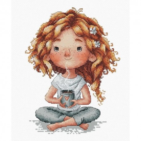 Ранок локонів та кави. Morning of Curls and Coffee Набір для вишивання хрестиком AVA P030