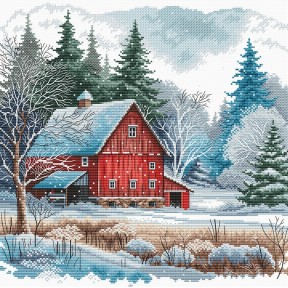 ПЕРЕДЗАМОВЛЕННЯ Червона хатина під снігом. The Red Cabin under the Snow Набір для вишивання хрестиком AVA P044
