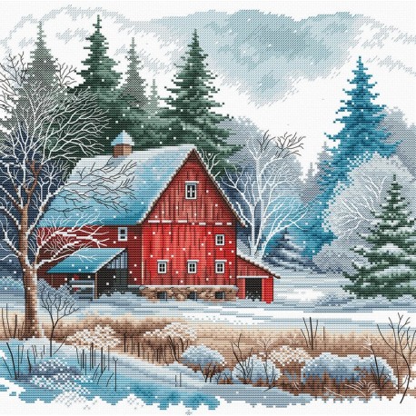 Червона хатина під снігом. The Red Cabin under the Snow Набір для вишивання хрестиком AVA P044
