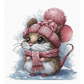 ПРЕДЗАКАЗ Маленькая мышка в зимней шапке. Little mouse with winter hat Набор для вышивания крестом AVA P073