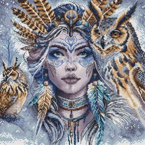 ПЕРЕДЗАМОВЛЕННЯ Воїтелька та її сови-охоронці. The Warrior and Guardian Owls Набір для вишивання хрестиком AVA P077