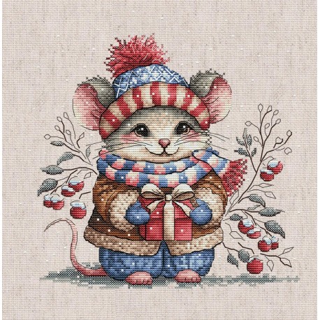 Маленька мишка з шарфом. Little Mouse with Scarf Набір для вишивання хрестиком AVA P095