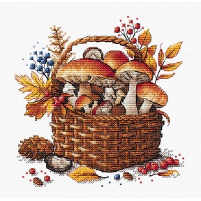 ПРЕДЗАКАЗ Корзина осенних грибов. Basket of Autumn Mushrooms Набор для вышивания крестом AVA P097