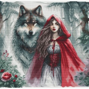 ПРЕДЗАКАЗ Девушка и волк-хранитель. The Young Girl and the Guardian Wolf Набор для вышивания крестом AVA P083
