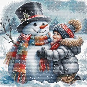 ПРЕДЗАКАЗ Мальчик и его снежный друг. Boy and his Snow Friend Набор для вышивания крестом AVA P086