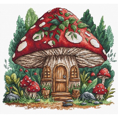 Грибная хижина. Mushroom Cabin Набор для вышивания крестом AVA P109