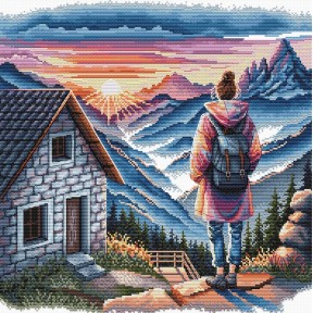 ПРЕДЗАКАЗ Восход на горе. Sunrise at the mountains Набор для вышивания крестом AVA P112
