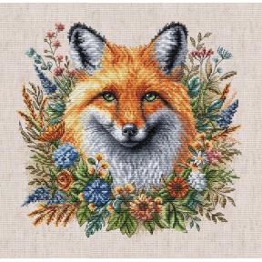 ПРЕДЗАКАЗ Лиса среди цветов. Fox among flowers Набор для вышивания крестом AVA P123