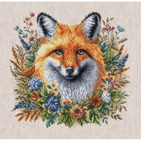 Лиса среди цветов. Fox among flowers Набор для вышивания крестом AVA P123
