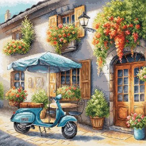 ПРЕДЗАКАЗ Синяя Веспа. The Blue Vespa Набор для вышивания крестом AVA P168