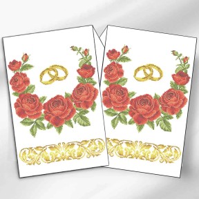 Червоні троянди із золотом. Весільний рушник Заготовка для вишивання бісером Virena РВВ_059