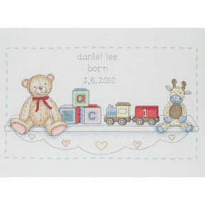 Набор для вышивания Anchor ACS06 The Toy Shelf Birth Sampler /Игрушки на полке 