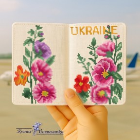 Обложка на паспорт Мальвы и настурция Електронная схема для вышивания крестиком Ксения Вознесенская СХ-121КВ
