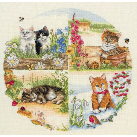 Набор для вышивания Anchor PCE895 Cats & Seasons / Котята всех