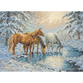 Набор для вышивания Anchor MAIA 01179  Sunlit Stream Horses/Освещенные солнцем  