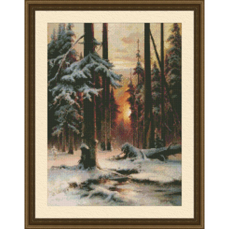 Набор для вышивки крестом Юнона 0207 Закат в зимнем лесу фото