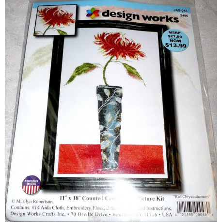 Набір для вишивання Design Works 2496 Red Chrysanthemum фото