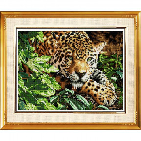 Набір для малювання камінням алмазна живопис Dream Art Леопард відпочинку (квадратні, повна) 30090D