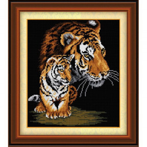 Набір для малювання камінням алмазна живопис Dream Art Тигриця і тигреня (квадратні, повна) 30044D