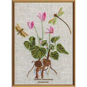 Набор для вышивания нитками Нова Слобода ЕМ-4023 Ботаника. Цикламен пурпурный