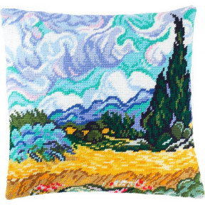 Набор для вышивки подушки Чарівниця V-159 «Пшеничное поле с кипарисом», В. ван Гог