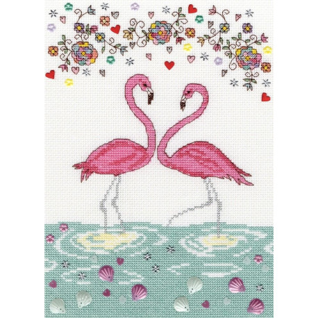 Набор для вышивания крестом Bothy Threads XKA9 Love Flamingo