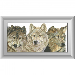 Набор для рисования камнями алмазная живопись Dream Art Три волка (квадратные, полная) 30462D