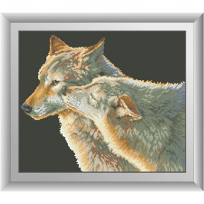 Набор для рисования камнями алмазная живопись Dream Art Поцелуй волка (квадратные, полная) 30222D