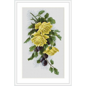 Набір для вишивки хрестиком Luca-S Жовті троянди зі сливами B2230