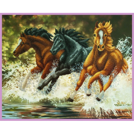 Набор для вышивания Картины Бисером Р-325 Бегущие лошади фото
