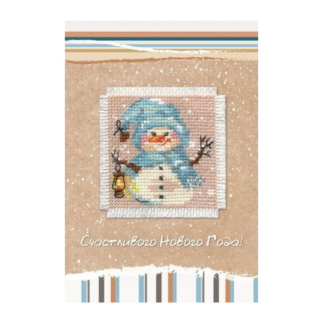 Набор для вышивки крестом Алиса 7-02 Снеговик. Открытка фото