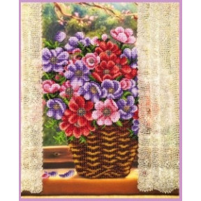 Набір для вишивання бісером Картини Бісером Р-341 Квіти біля вікна