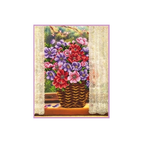 Набор для вышивания бисером Картины Бисером Р-341 Цветы у окна