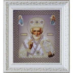 Набір для вишивання Картини Бісером Р-269 Ікона святителя Миколи Чудотворця (срібло)